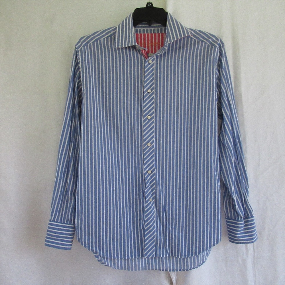 ROBERT GRAHAM  Button Down Flip Cuff Shirt L